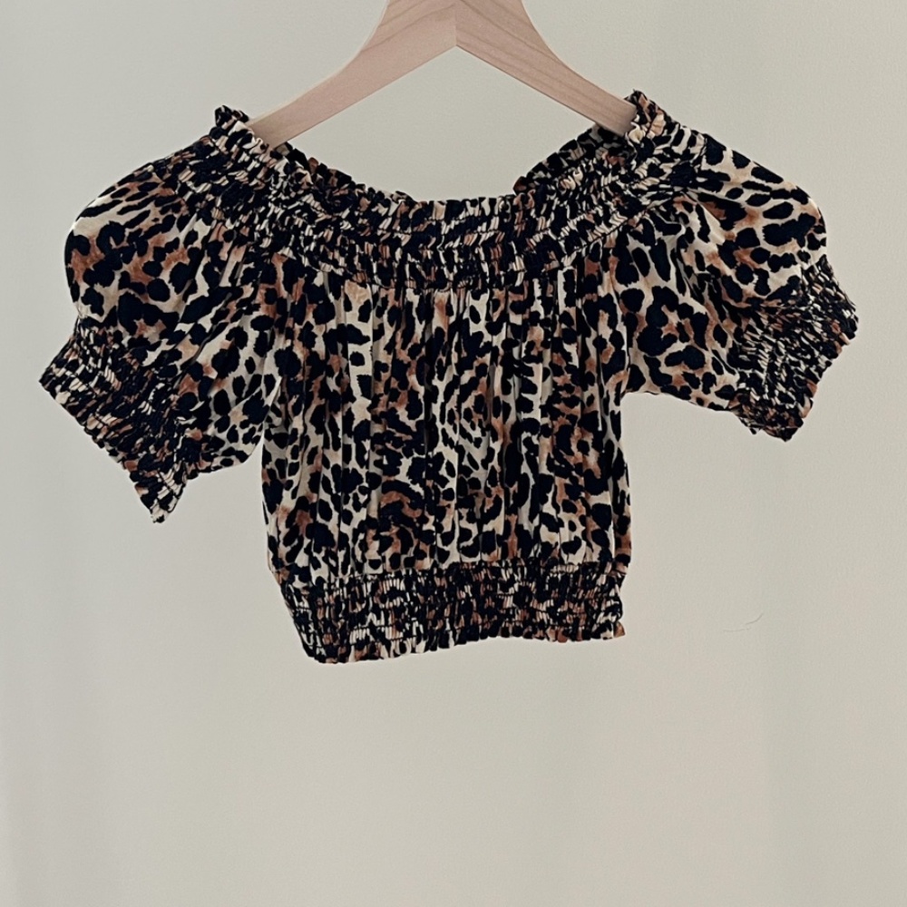 Cheetah Print Off-Shoulder Crop Top